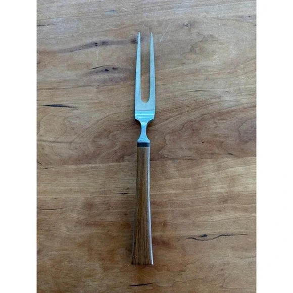 Mid-Century Modern Teak bakelite Handle Stainless Steel‎ Carving Fork Japan