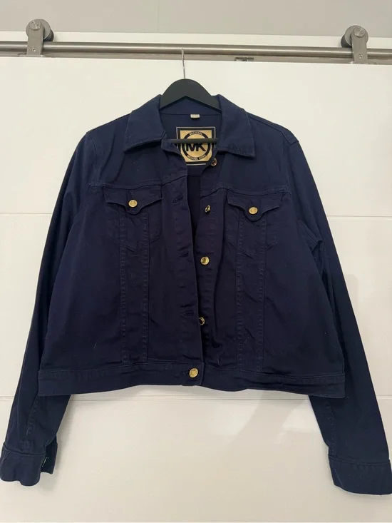 Michael Kors Navy Button-Front Jean Jacket