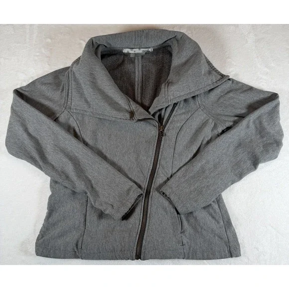 Athleta Jacket Women's Sz M Gray City Limits Moto Diagonal Zip Stretchy Athletic