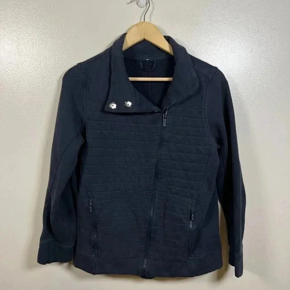 Lululemon Fleece Be True Jacket Size 8 Inkwell Blue Quilted Athletic Athleisure