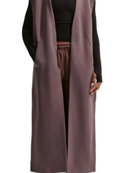 Nike Long Sleeveless Duster Vest in Mauve