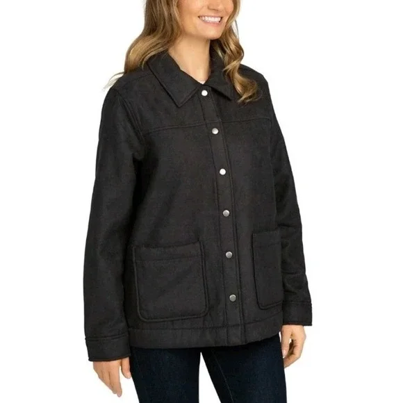 NWT Women's Boston Traders Black‎ Fleece Lined Trucker Jacket, Large