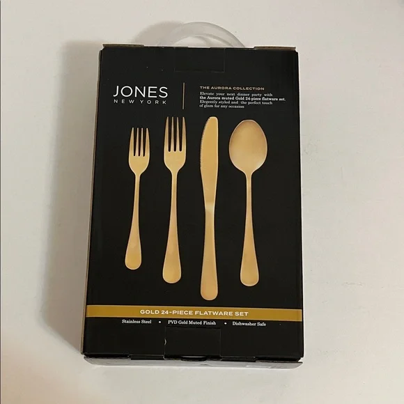 Jones New York Aurora Gold 24-piece Flatware Set Collection