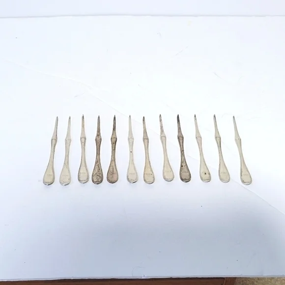 Bigelow Bros. & Kennard Nut Picks Set of 12 Antique 1853 Monogrammed 5