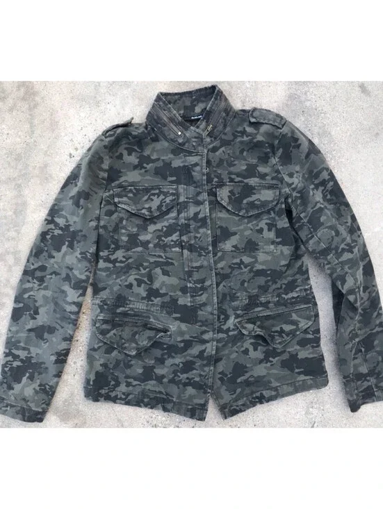 A.N.A. A New Approach Women Green Camo Denim XS Jacket