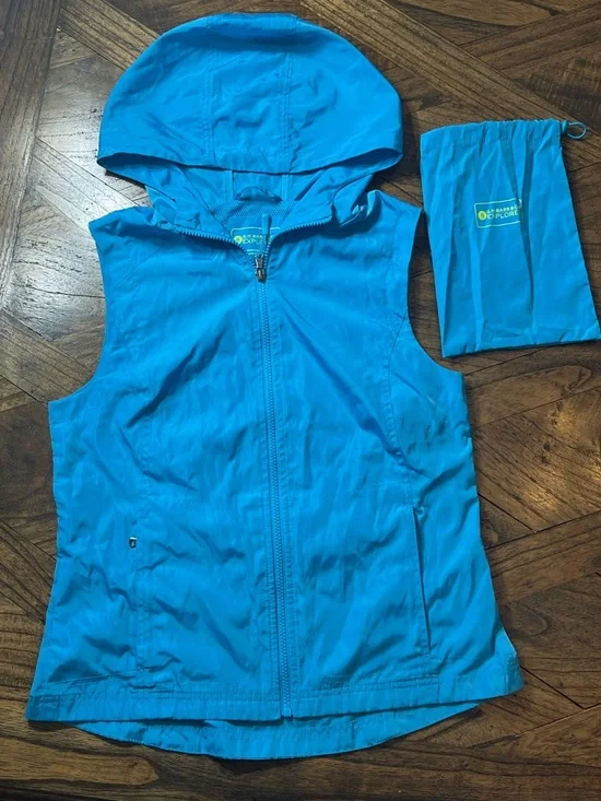 GH Bass Explorer Packable Rain Vest, Hood, Full Zip, Pockets, Turquoise, Size S