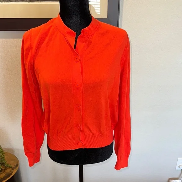 J. Crew women’s Cardigan sweater in cotton crepe‎ large EUC