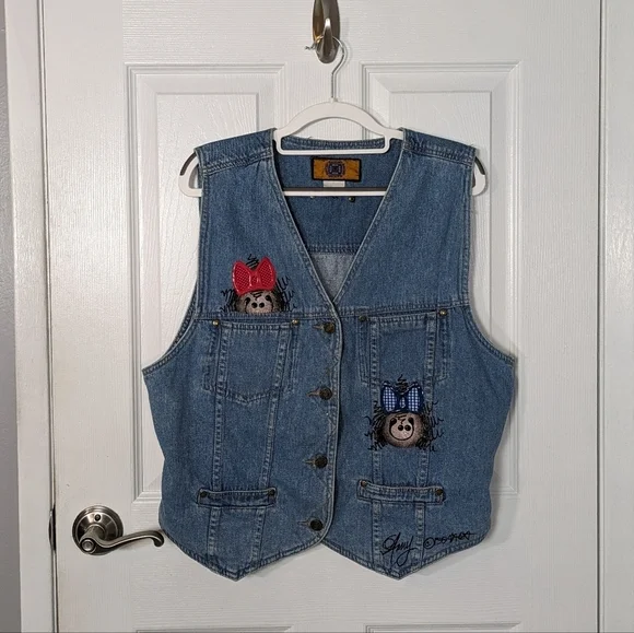 Vintage Baccini Art-To-Wear Hand Painted Signed Denim‎ Vest Top Unisex Size M