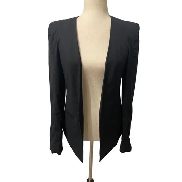 JAMES JEANS Boyfriend V Blazer Silky Blue Black Sz 4 EUC