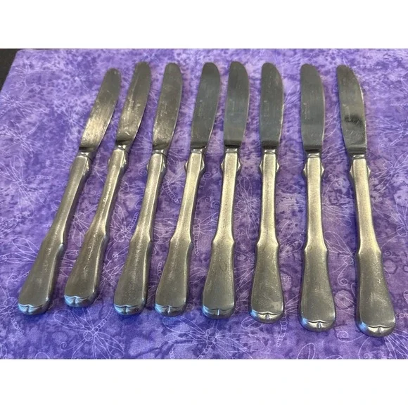Oxford Hall OXH59 Dinner Knives Knife‎ Satin Wing Heel Tipped Stainless Set Of 8
