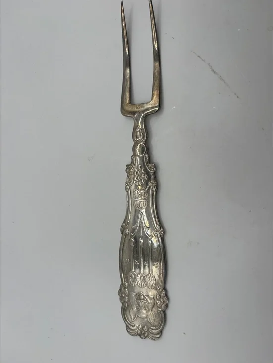 Vintage Swedish Silverplate Pickle Fork Pig Handle Serving Fork Made Sweden