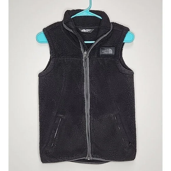 The North Face Vest Osito Womens Size XS Full Zip Fuzzy Fleece Black Vest EUC