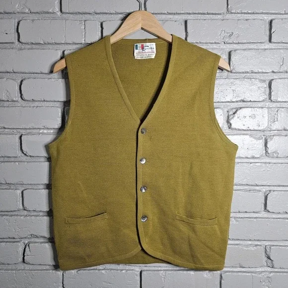 Smiths Womens‎ Vest Medium Wool Green Made In Italy