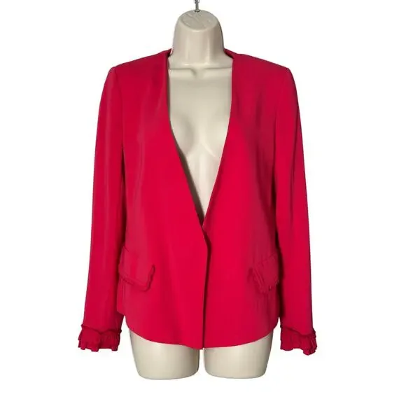 NWT Adrienne Vittadini‎ Hot Pink Open Front Blazer Size S