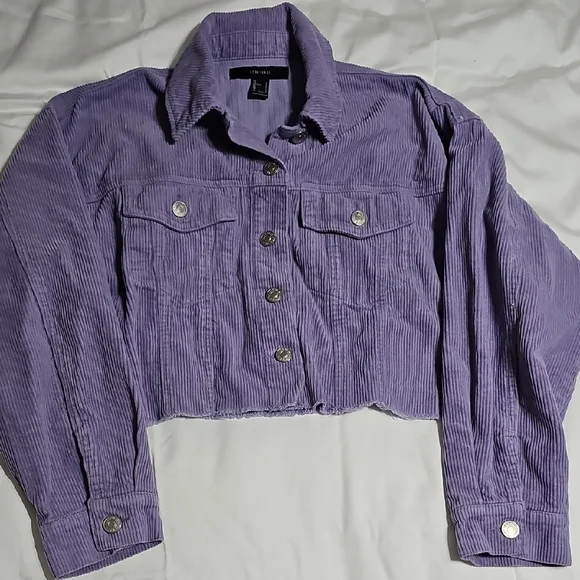 172 Forever 21 Cropped Lavender Corduroy Jacket