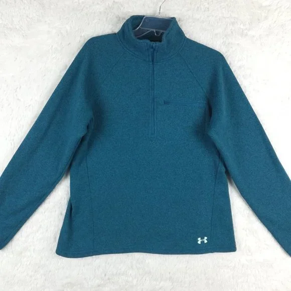 Under‎ Armour Womens Jacket Storm Coldgear Fitted Blue 1/2 Zip Waist Length L