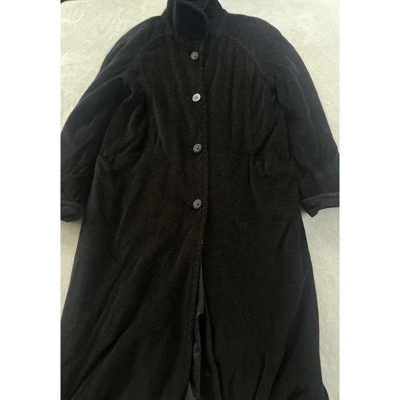 Vintage LL Bean Women's Wool Blend Long Trench Coat Black‎ Made In USA
