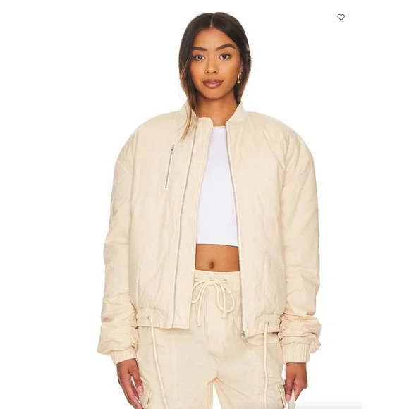 Lovers Friends x Lindsi Lane Revolve NWT Wren Zip Bomber Jacket Macadamia S‎