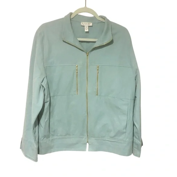 ST John Sport Size XL Marie‎ Pastel Green Full-Zip Sleeve Jacket