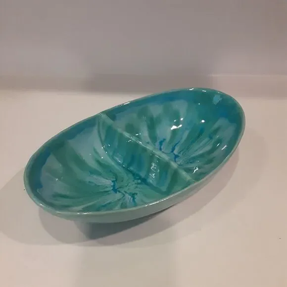 Vintage Dryden Hot Springs Ovenware Divided Dish Sea Blues