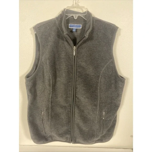 Karen Scott Vest Fleece Zip Front Gray XXL U1‎