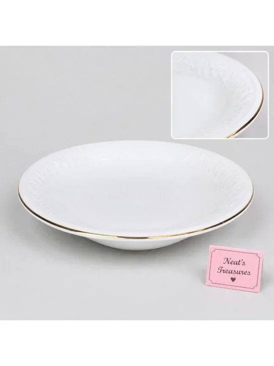 Farberware CALAIS 4173 Embossed Scroll Rope Leaf Gold Trim Rim 9.5