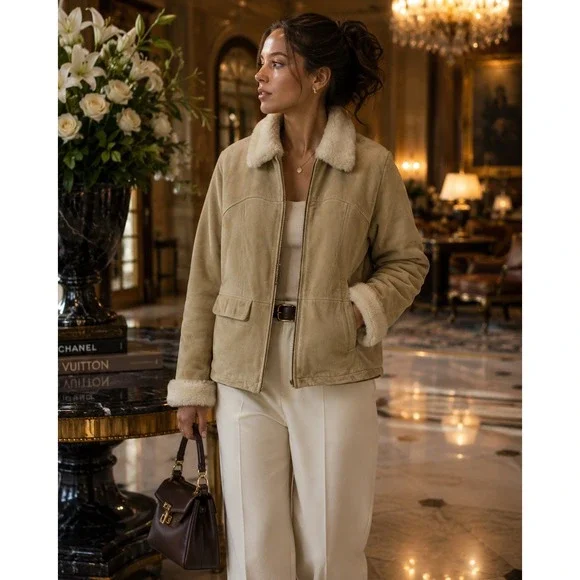 Wilson's Leather Maxima Suede Coat Faux‎ Fur Luxury Women XL Comfort
