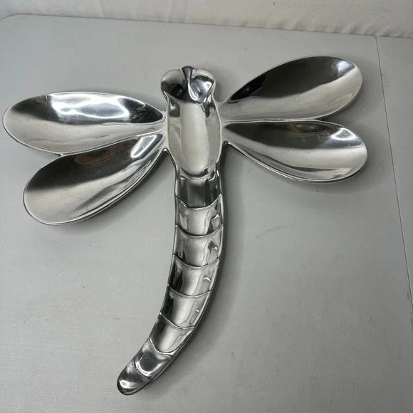 Mariposa Brillante Dragonfly Serving Tray Aluminum Platter Made in Mexico 18