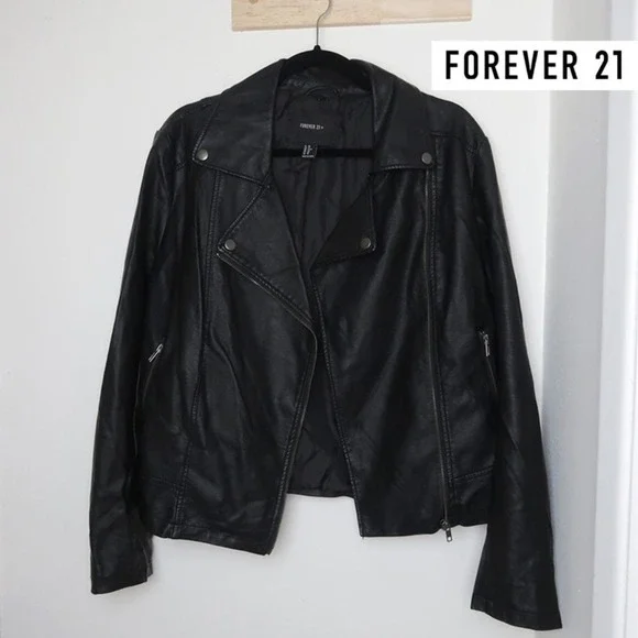 Forever 21‎ PLUS Size Faux Leather Moto Jacket Size 0X