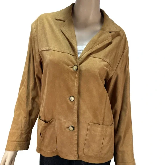 Golden‎ Bear Sportswear Womens Suede Leather Jacket Size XS Button Barn Chore