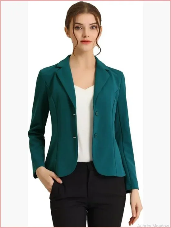 Women's Work Office Blazer Stretch Lapel Collar Long Sleeve Jacket Suit Blazer