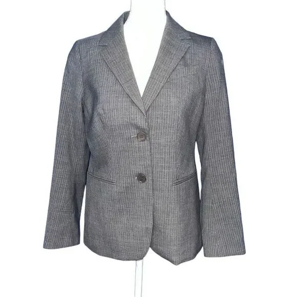 ‎Talbots gray & white pinstriped blazer 4P