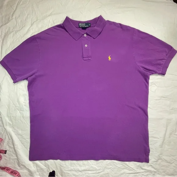 Polo Ralph Lauren Purple Short Sleeve Polo Shirt Men's XL Yellow Pony Logo