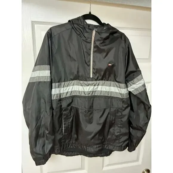 Southpole Mens Medium Quarter Zip Windbreaker‎ Pullover Hooded Reflective Jacket