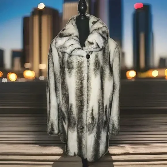 NWT! Pamela McCoy Tiger Print Faux Fur Coat Size 2X Vintage