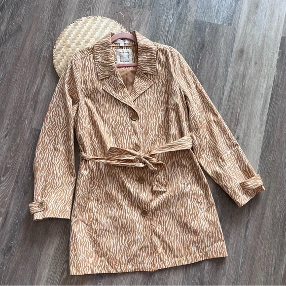 Liz Claiborne zebra tiger printed trench coat‎ NEW