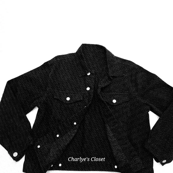 Brandy Melville John Galt Black Denim Jacket‎ S Grunge Goth City Layering Travel