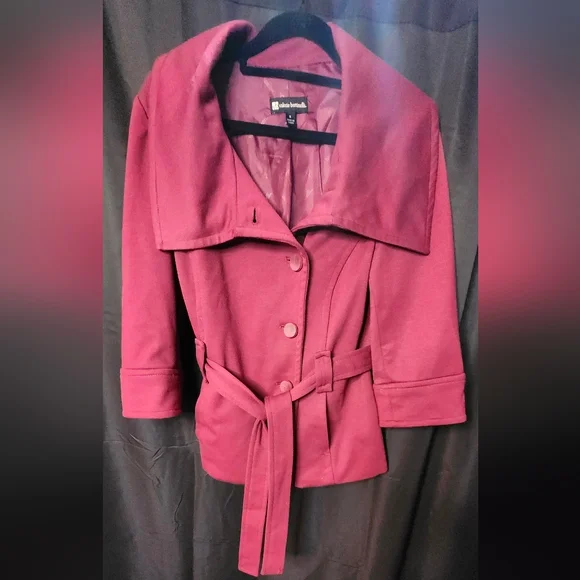 Women's Burgundy‎ Belted Jacket