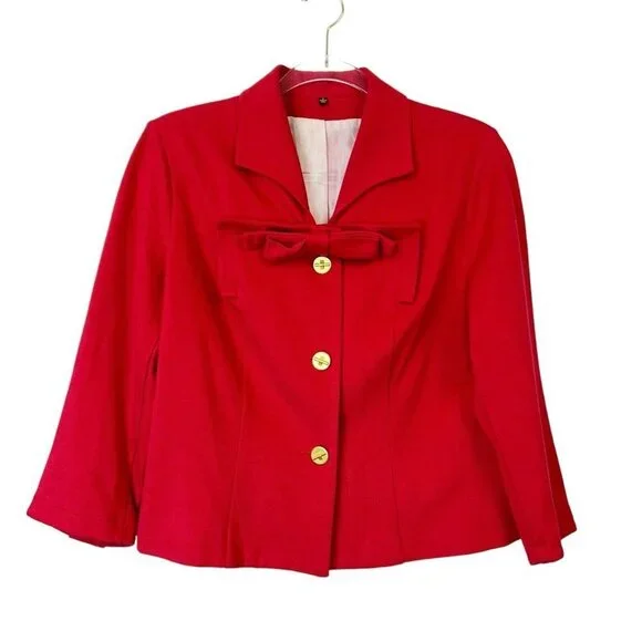 Cabi Red Blazer Jacket Womens‎ Size 8 Bow Beau