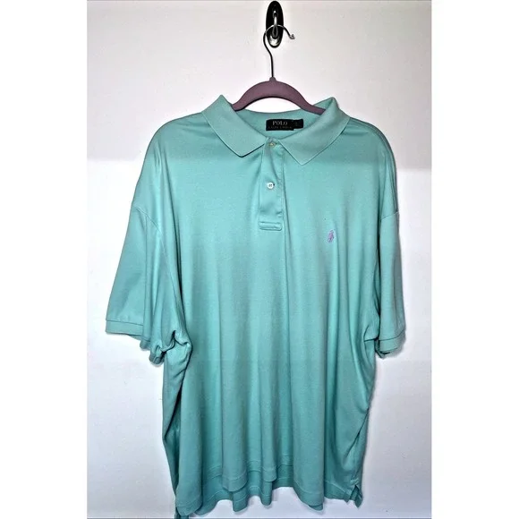 Polo Ralph Lauren 2XB Big Tall Polo Shirt Aqua Blue Purple Pony Golf
