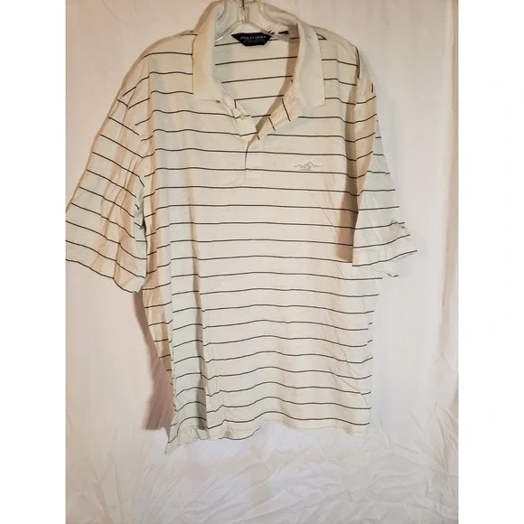 Ralph Lauren Polo Golf White With Blue Striped Polo Size XL