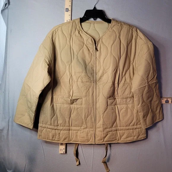 Khaki Quilted Zip Up Utility Jacket NX2471KQ0M Women Medium Cotton‎ Onion Quilt