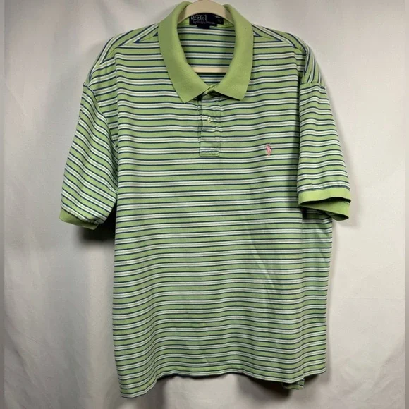 Ralph Lauren Green Striped Men's Polo Shirt 3XB