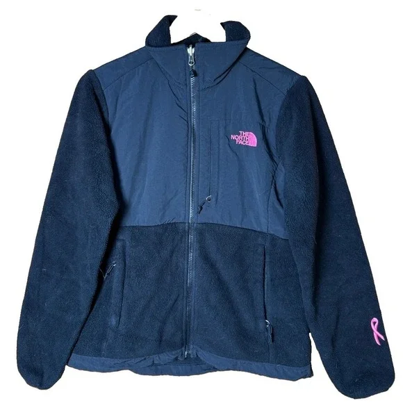 The North Face Jacket Womens Small Black Denali Polartec Breast Cancer Awareness