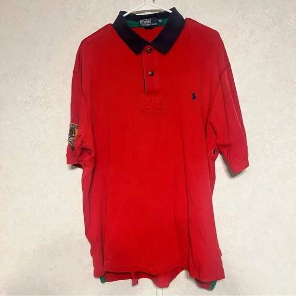 Ralph‎ Lauren Red Polo Shirt with Blue Collar