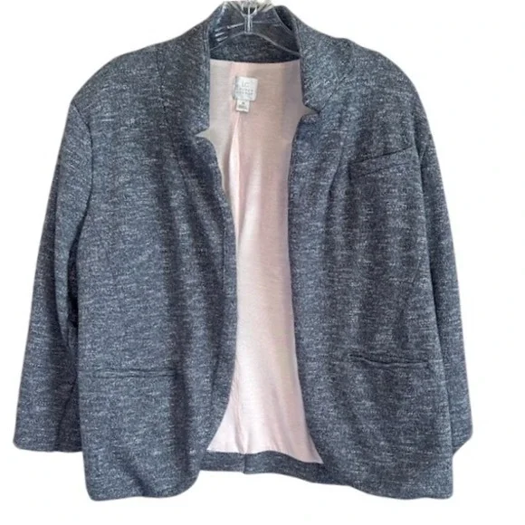 LC Lauren Conrad Women's Gray 3/4 Sleeve Open Blazer 14 Casual Career‎ Soft