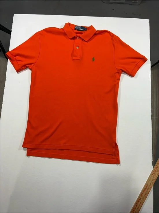 Ralph Lauren Polo Orange Polo with Green Pony Embroidery