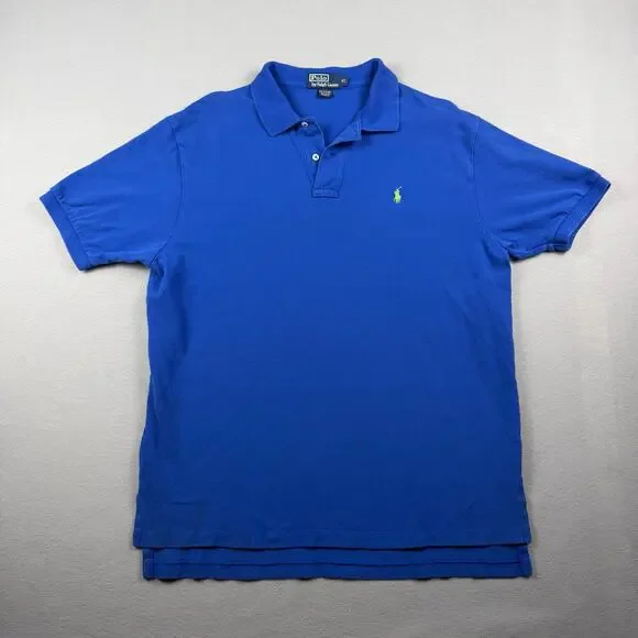 Polo Ralph Lauren Blue Mesh Polo Shirt XL Cotton
