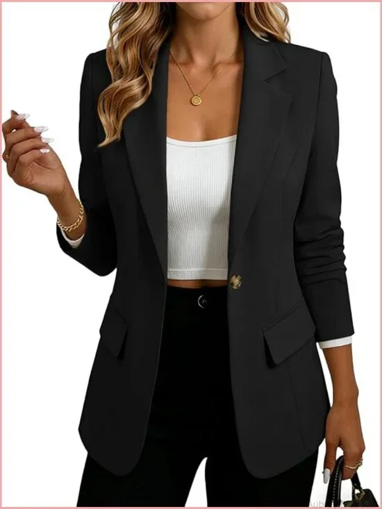 Lightweight Fully-Lined Open-Front Slim-Fit Blazer Jacket