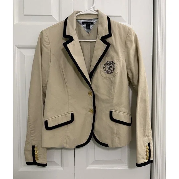 Women's Tommy Hilfiger Khaki Blazer Jacket‎ 1985 Limited Edition Sz M Preppy